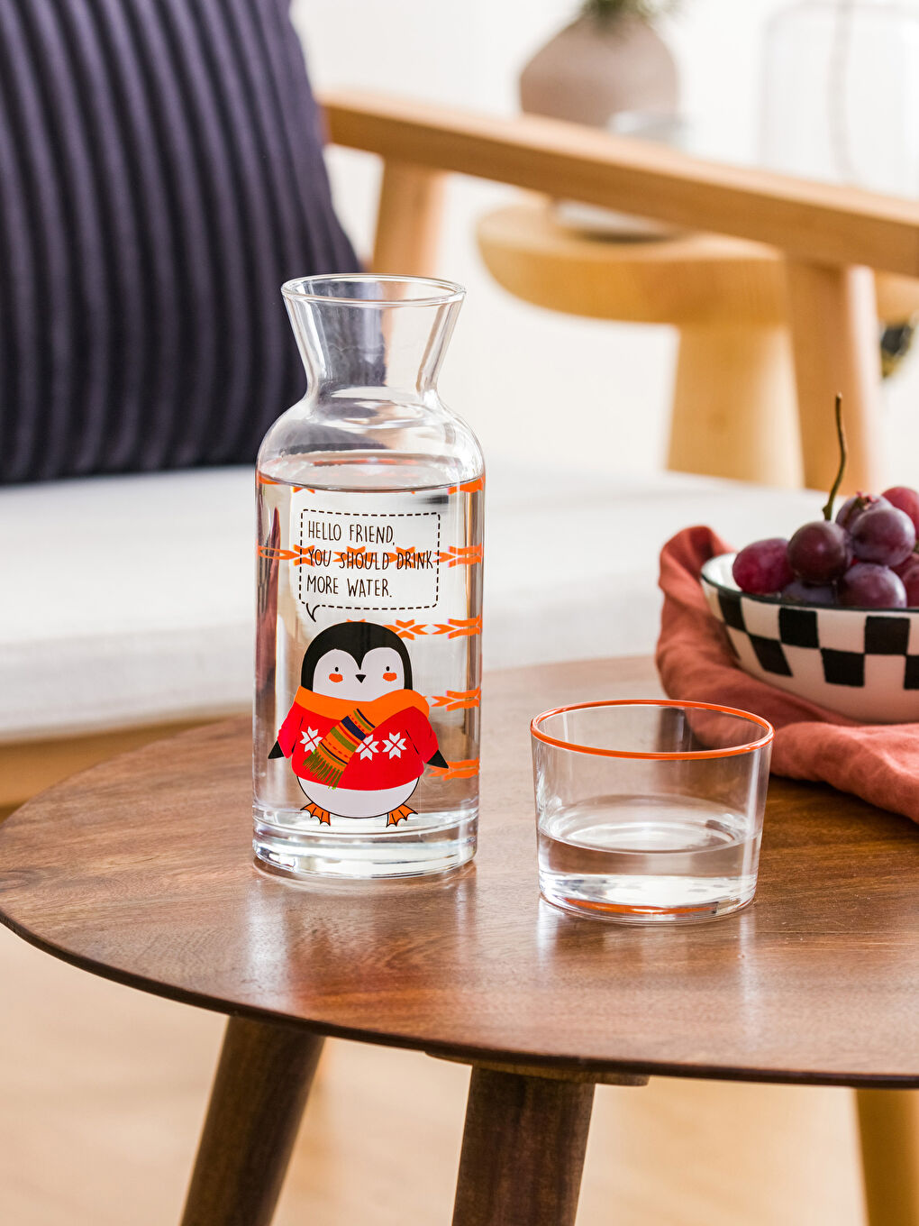 Glass Carafe Pitcher with Printed Glass Lid 700 Ml