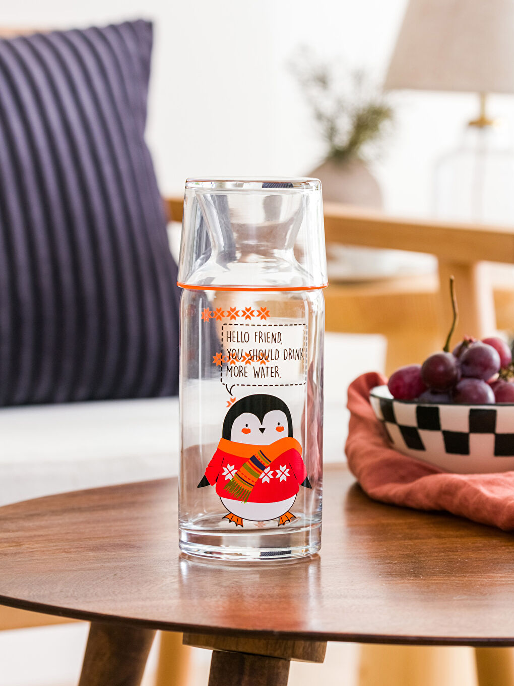 Glass Carafe Pitcher with Printed Glass Lid 700 Ml-1