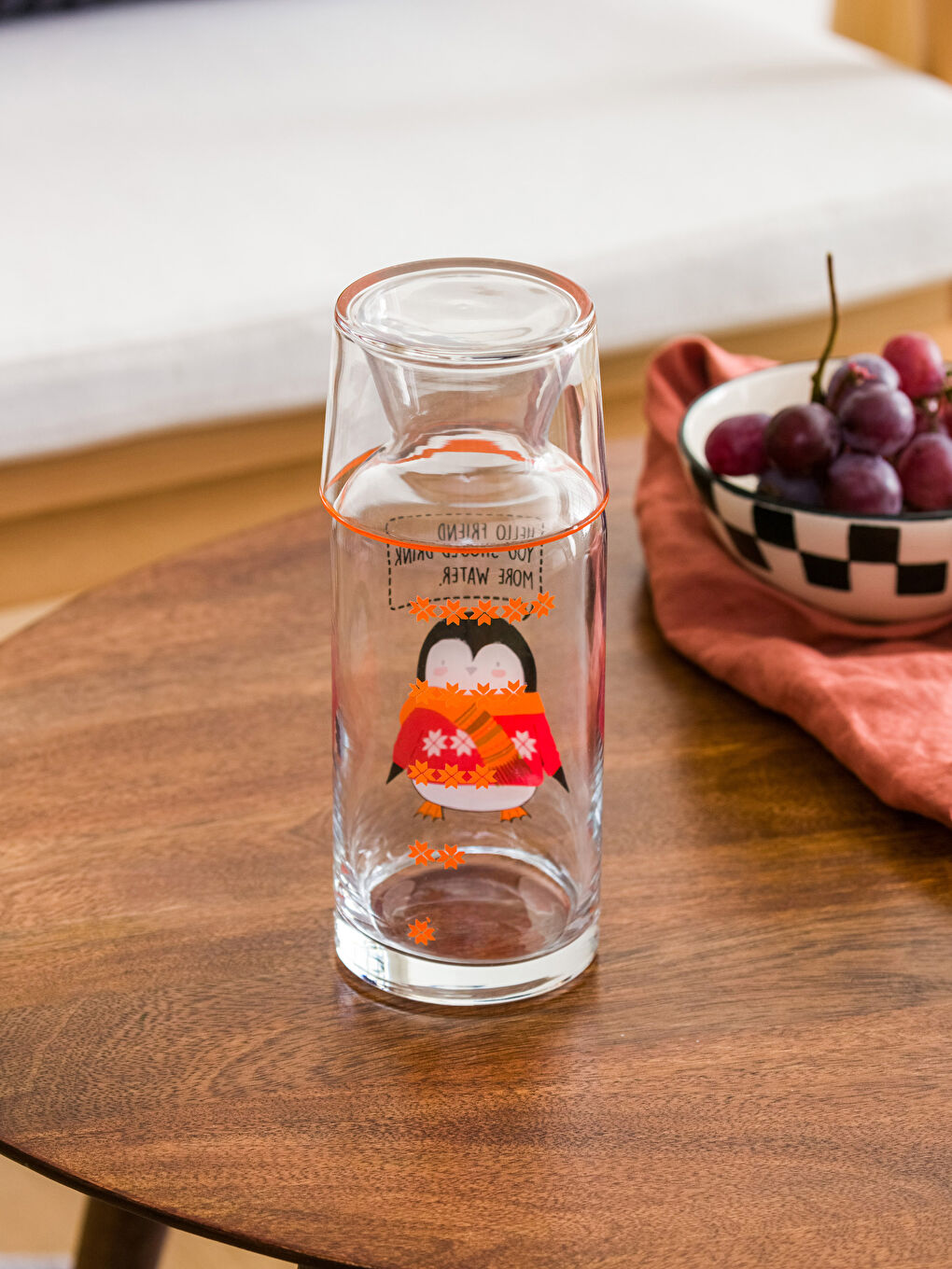 Glass Carafe Pitcher with Printed Glass Lid 700 Ml-2