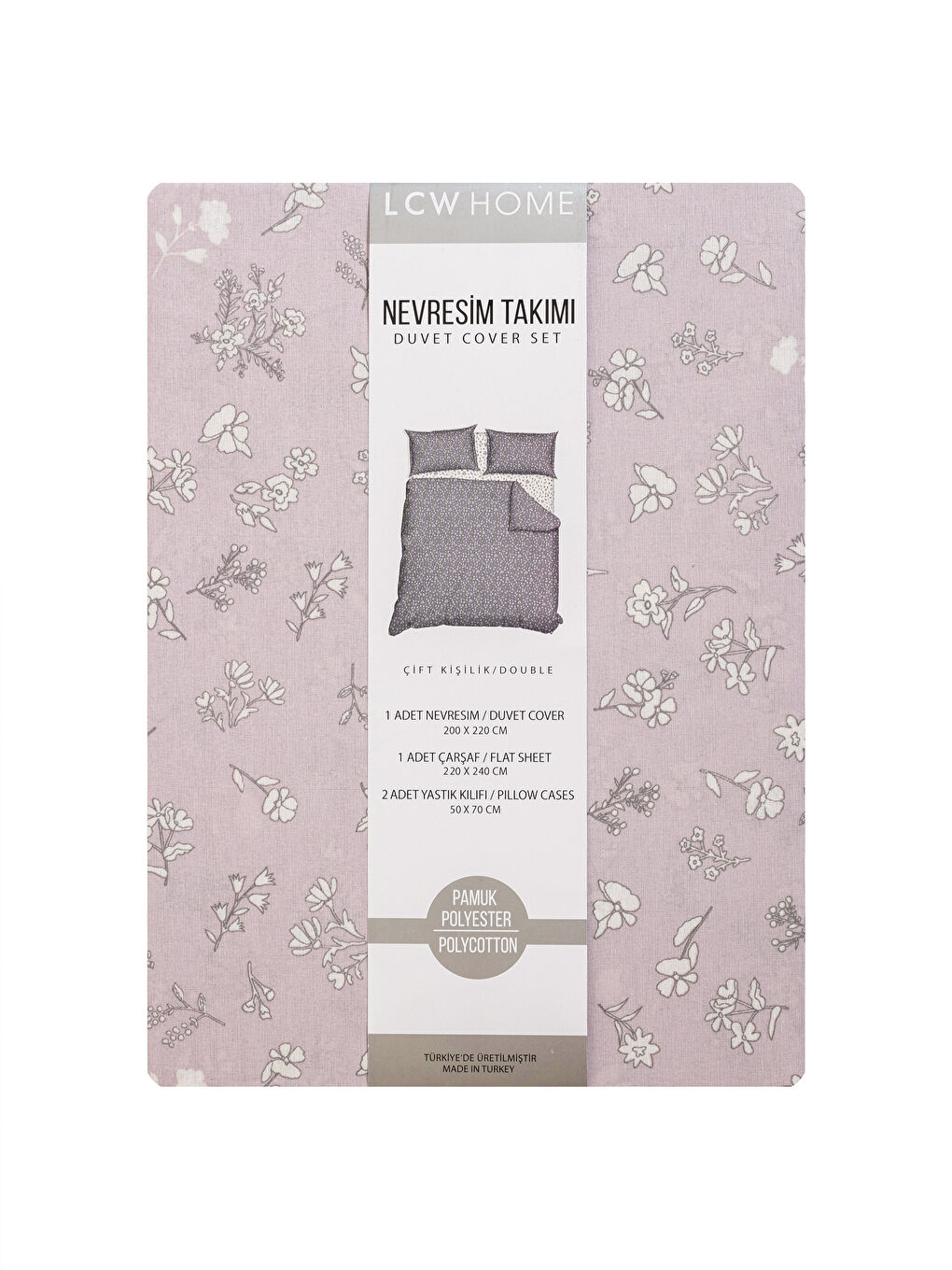 Karışık Çiçek Desenli Çift Kişilik Nevresim Takımı-7