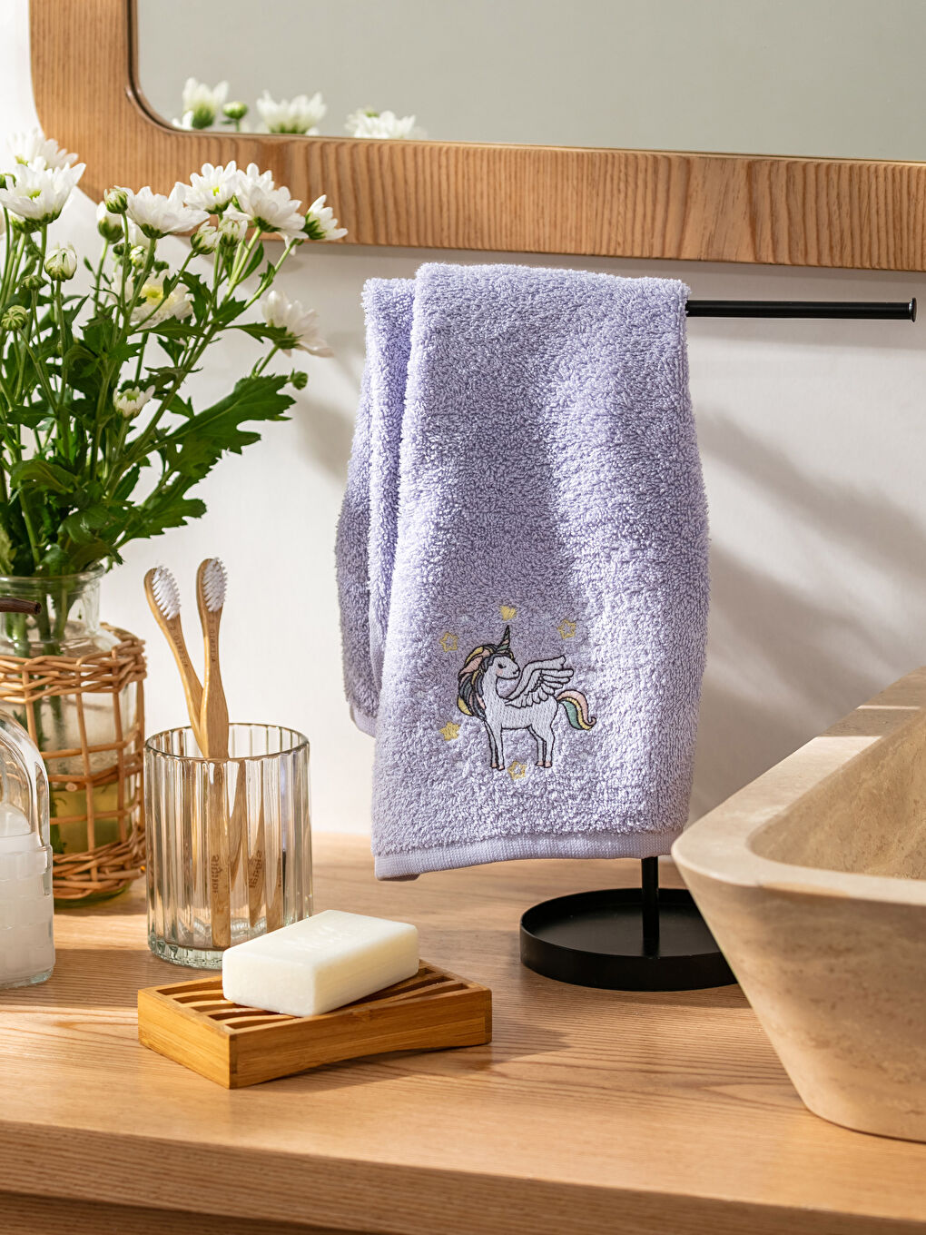 فوط يد أطفال قطن مطرز 30x50 سم-1