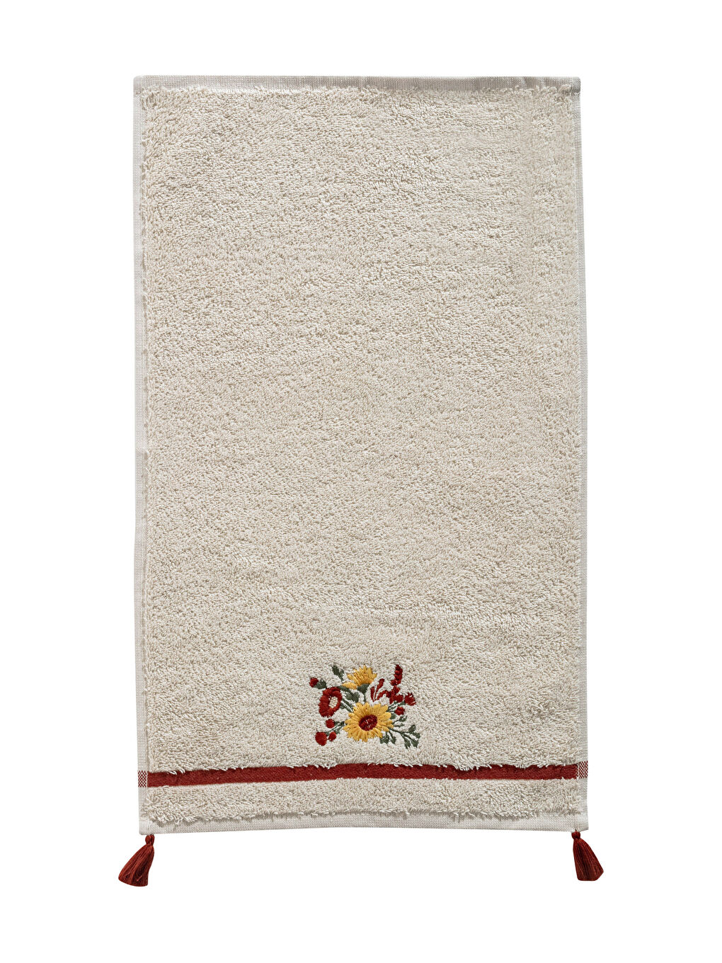 Bej Nakışlı Pamuklu El Havlusu 30x50 cm-4