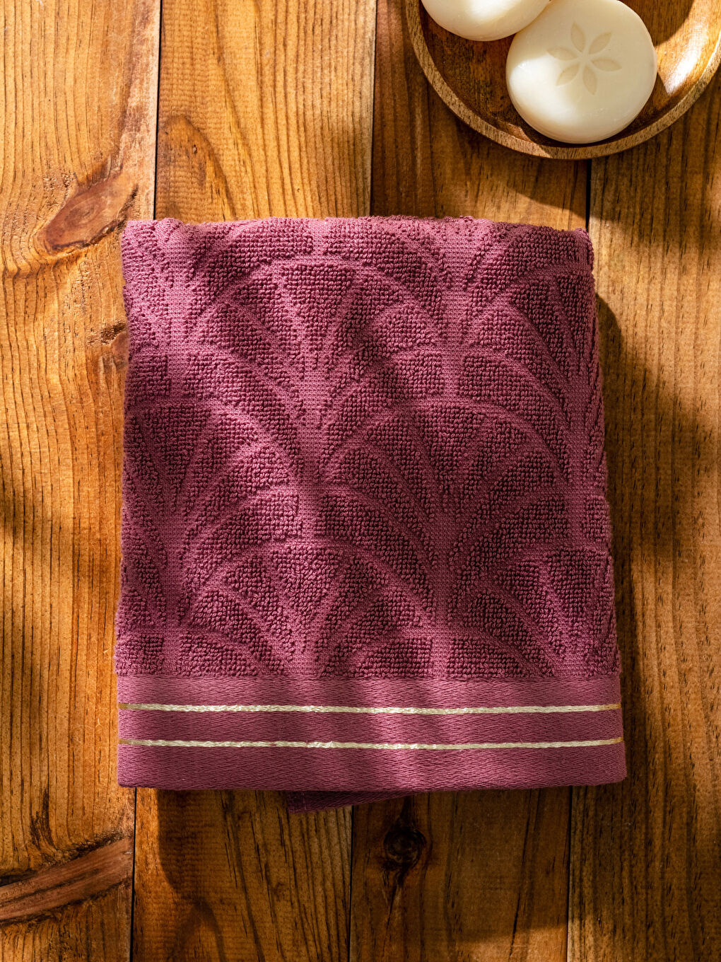 Bordo Desenli Pamuklu Yüz Havlusu 50x80 cm-2