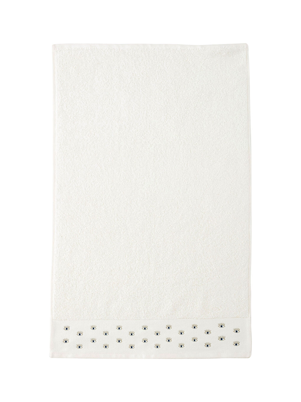 Ekru Pamuklu Nakışlı Yüz Havlusu 50x80 cm-4