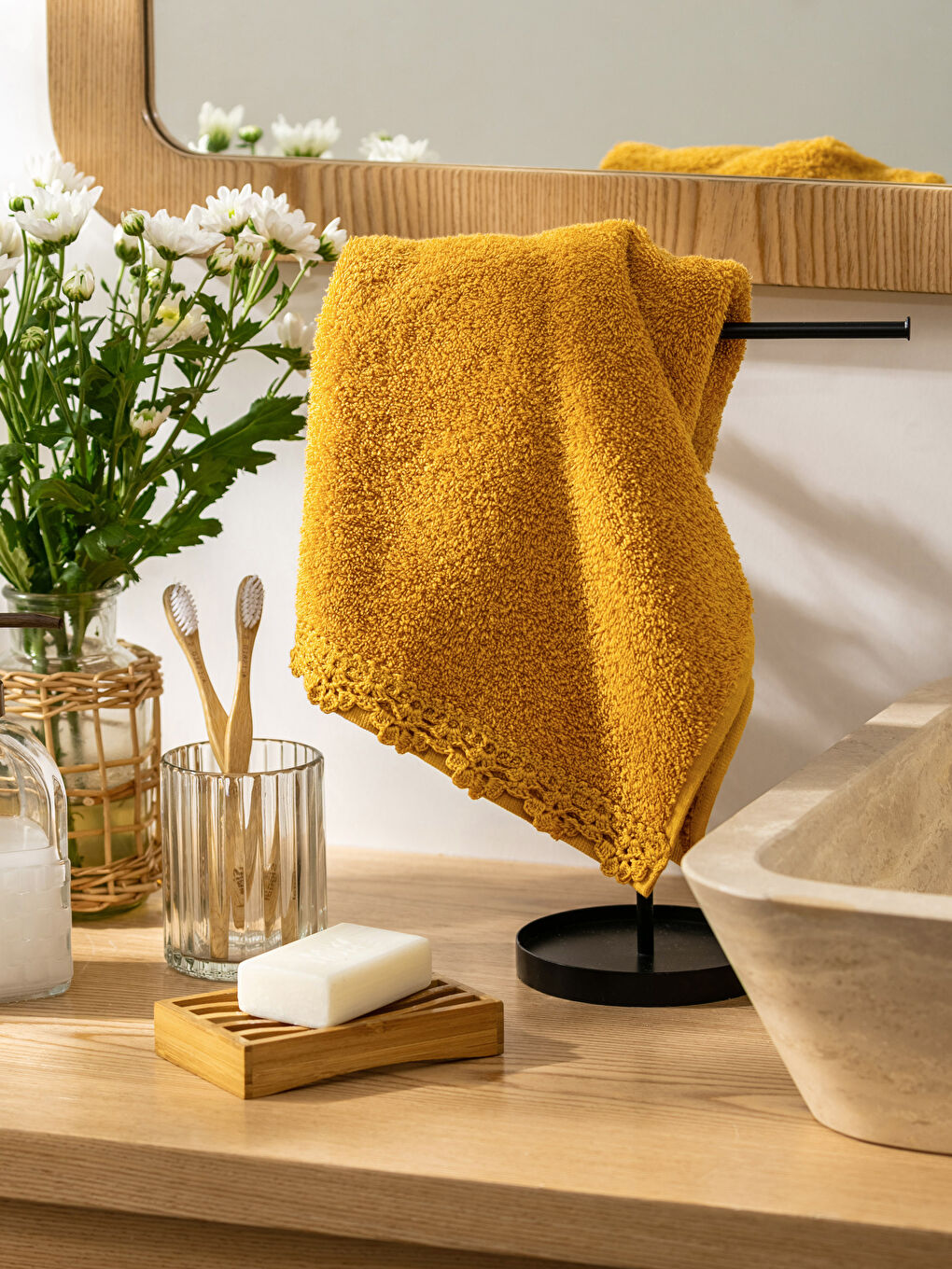 Lace Embroidered Face Towel 50x80 Cm