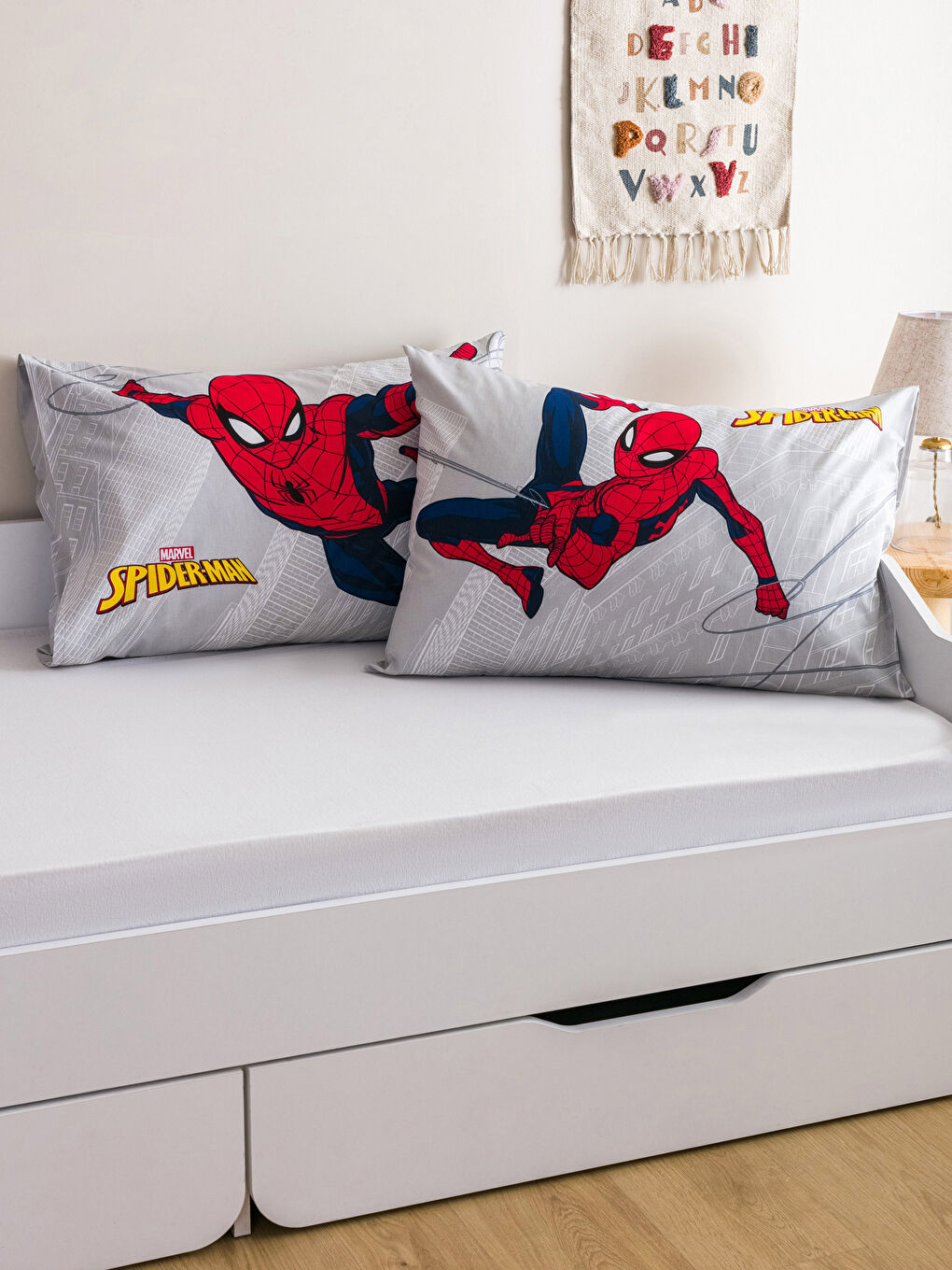 Gri Spiderman Lisanslı Çocuk Yastık Kılıfı 2'li 50x70 cm