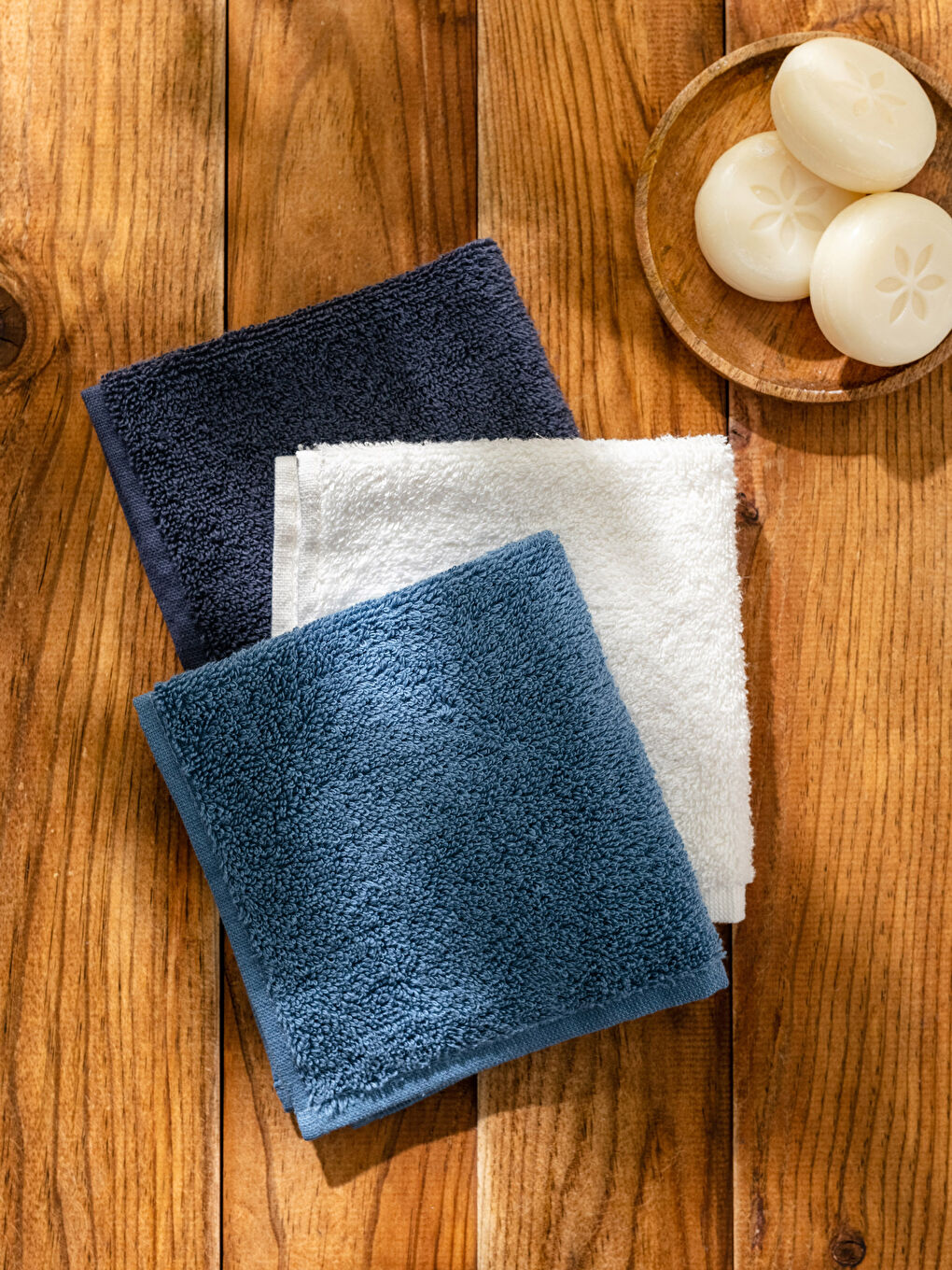 Ekru Düz Pamuklu El Havlusu 3'lü 30x30 cm-2