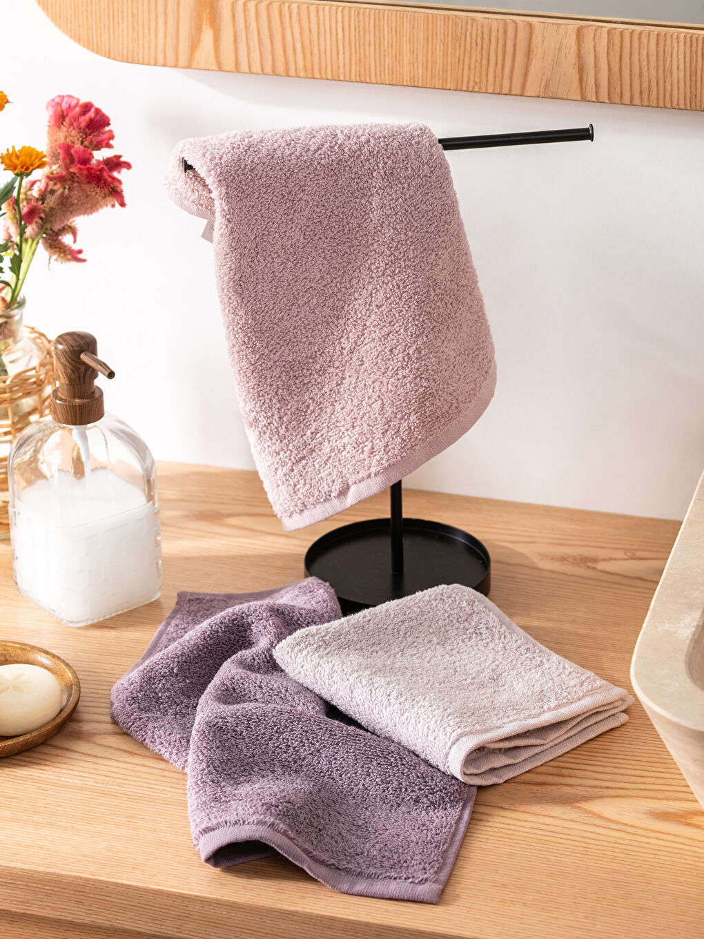 Serviette d'invité en coton uni Lot de 3 pièces 30x30 cm