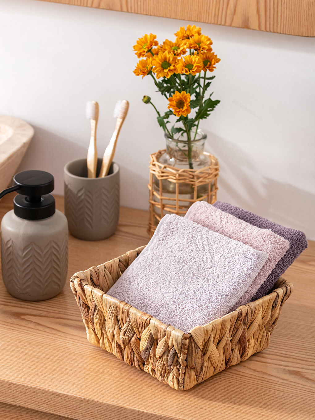 Serviette d'invité en coton uni Lot de 3 pièces 30x30 cm-1