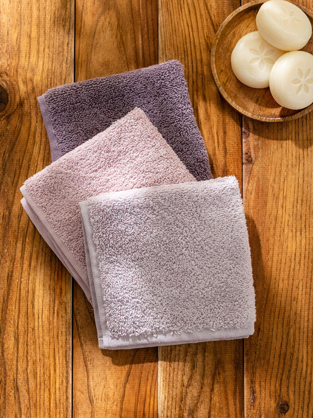 Serviette d'invité en coton uni Lot de 3 pièces 30x30 cm-2