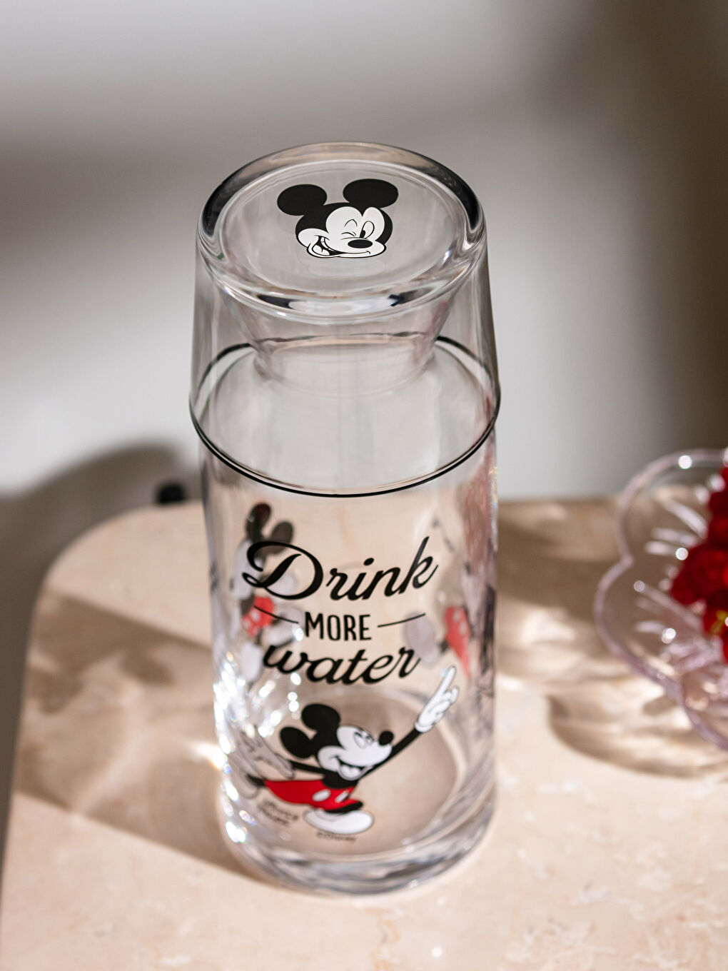 Karışık Mickey Mouse Lisanslı Bardaklı Cam Karaf Sürahi 700 ml-2