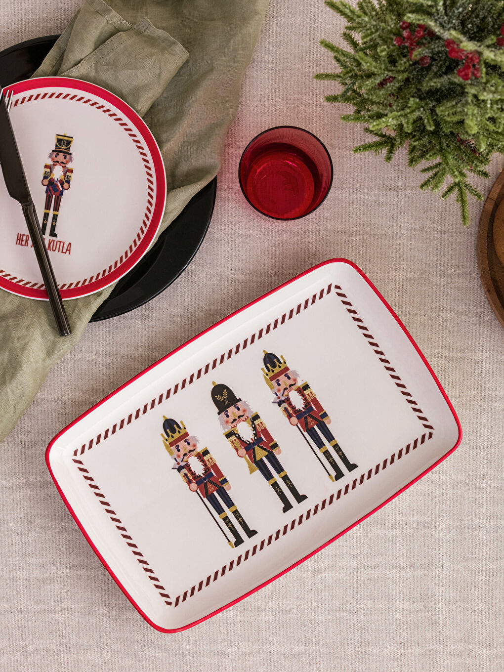 New Year Themed Ceramic Serving Plate 29 x 15 Cm