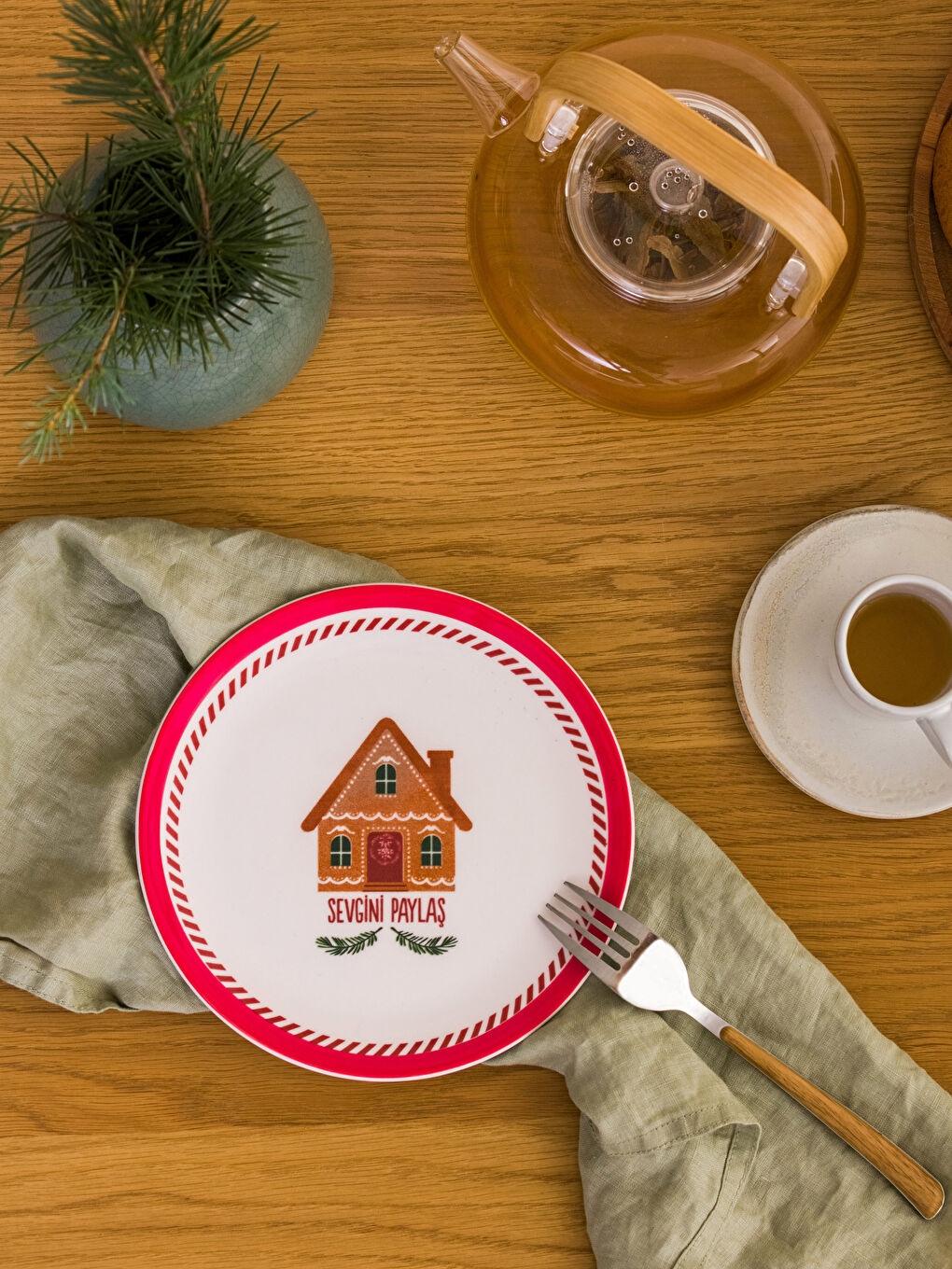 Karışık Baskılı Seramik Pasta Tabağı 19 cm