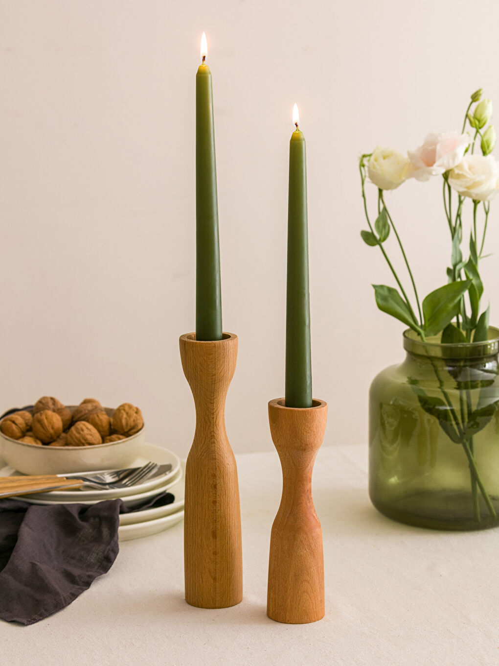 Flat Decorative Candlestick Candle 2 Pack 24 Cm -W2GJ11Z8-LRR