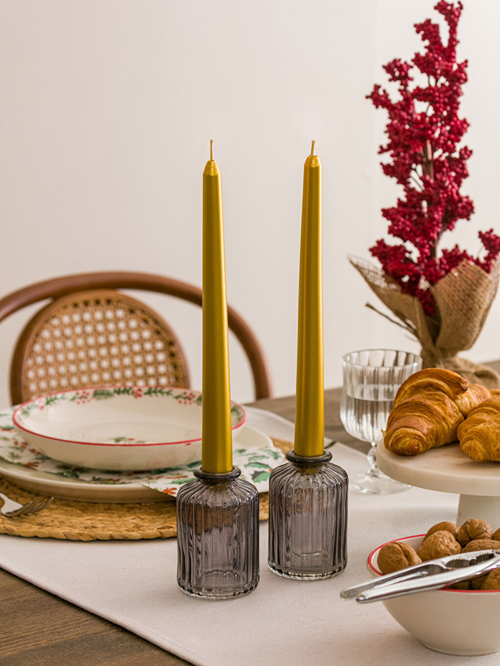 Жалпақ сәндік шам ұстағыш шам 2 данадан тұратын 24 см-1