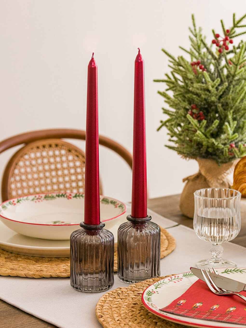 Flat Decorative Candlestick Candle 2 Pack 24 Cm-1