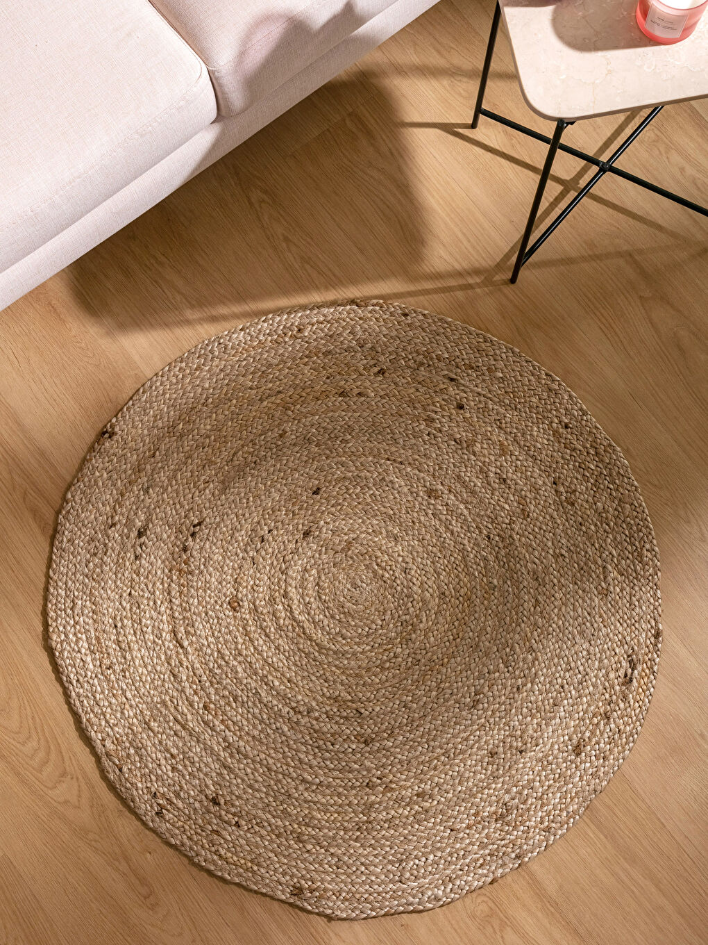 Karışık Jüt Yuvarlak Halı 90x90 cm