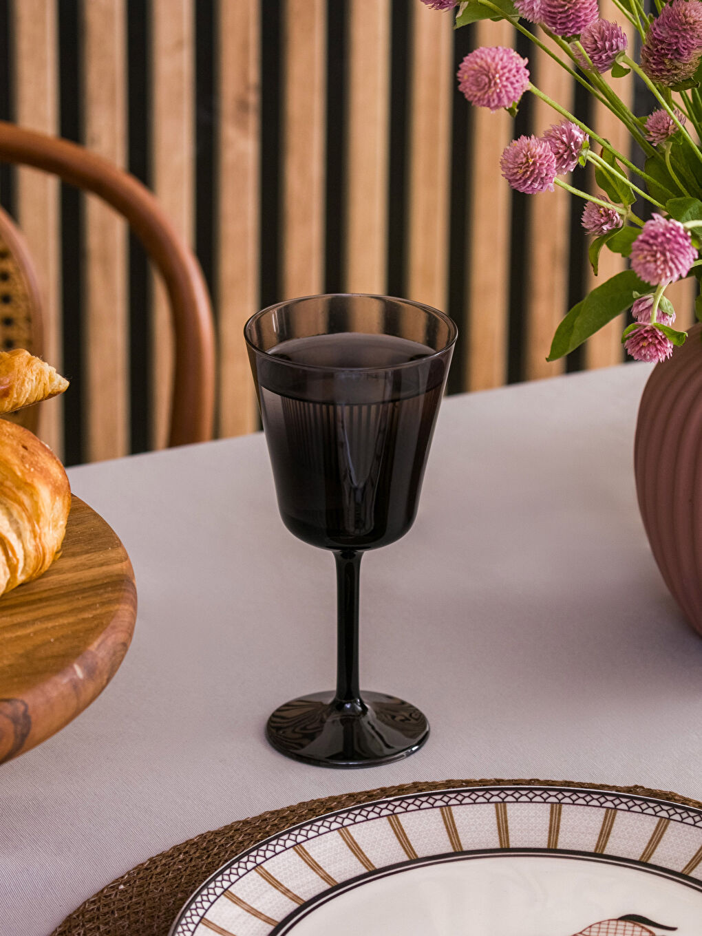 Siyah Cam Ayaklı Su Bardağı 2'li 280 ml-1