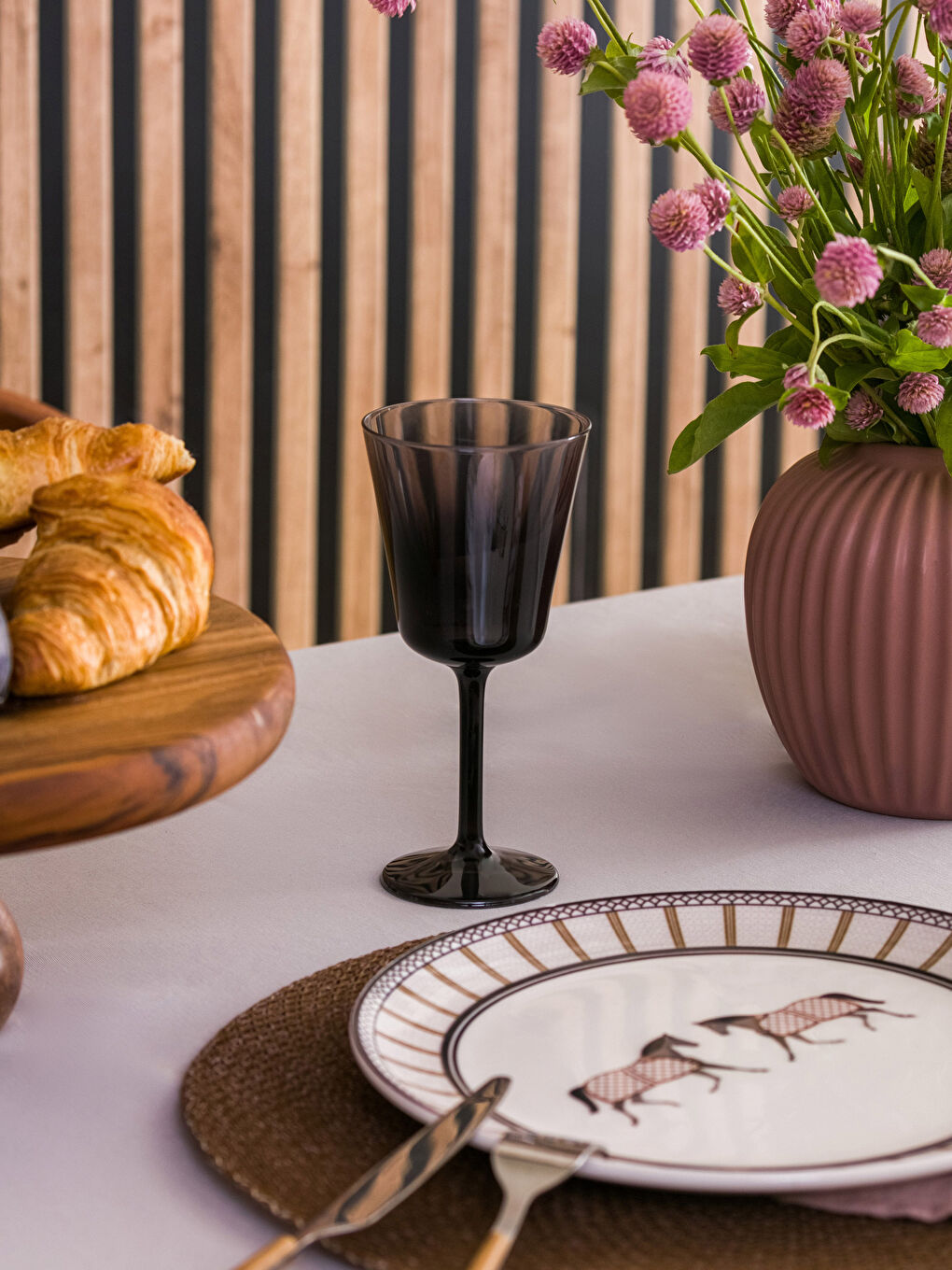 Siyah Cam Ayaklı Su Bardağı 2'li 280 ml-2