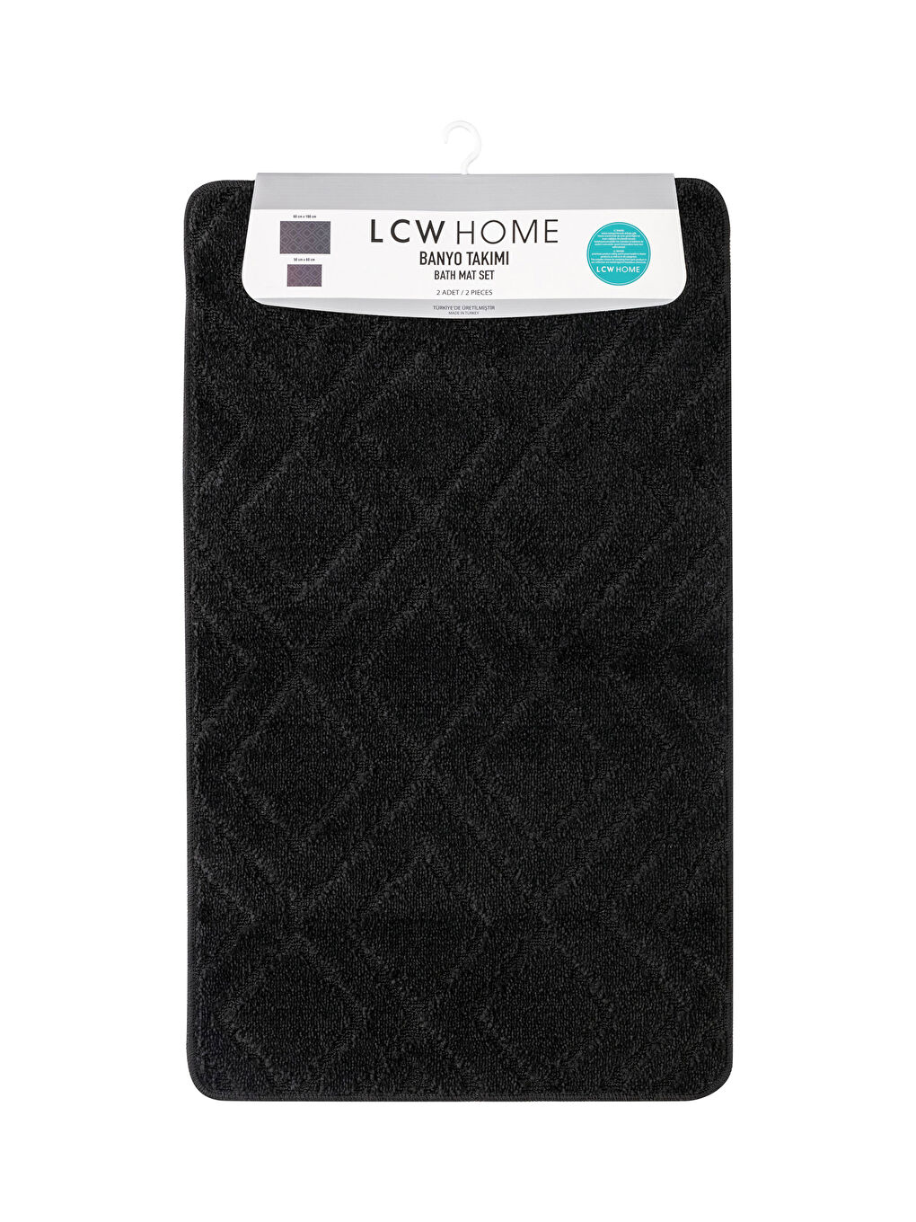 Siyah Desenli Banyo Paspası 2'li-3