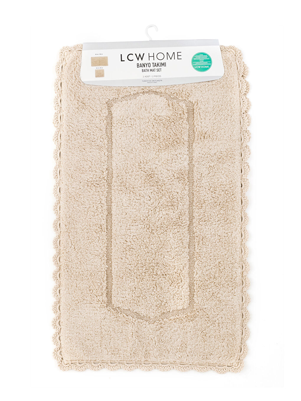 Bej Dantelli Banyo Paspası 2'li-3