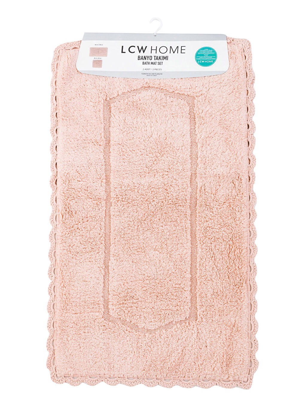 Pembe Dantelli Banyo Paspası 2'li-3