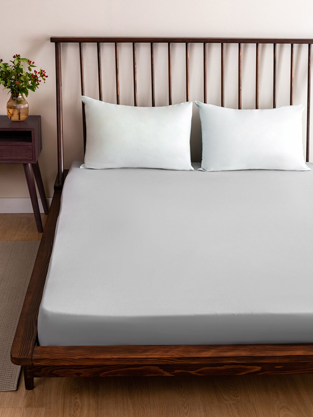 ملاية سرير مزدوج قطن سادة باستك 160x200x30 سم