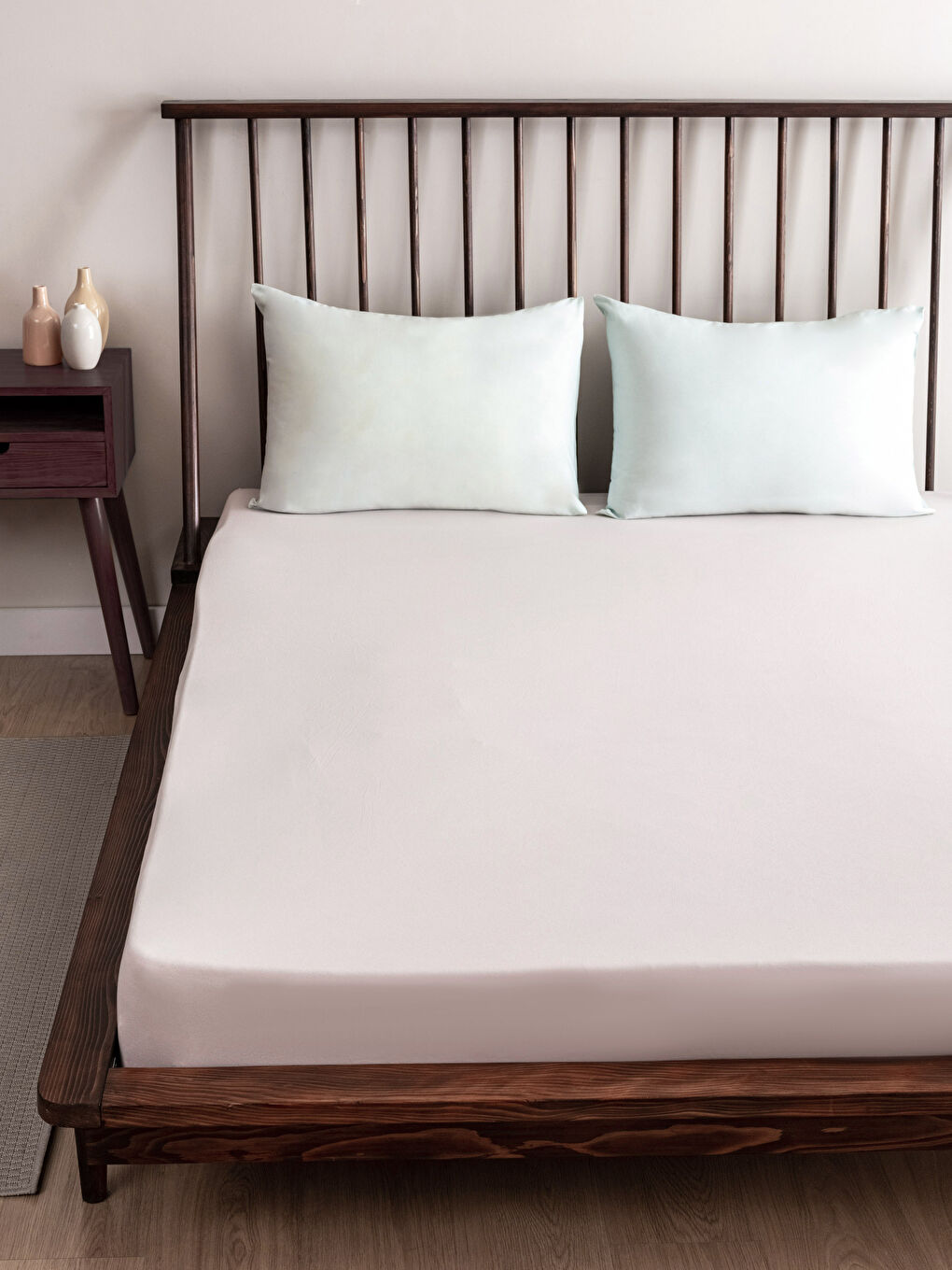 ملاية سرير مزدوج قطن سادة باستك 160x200x30 سم