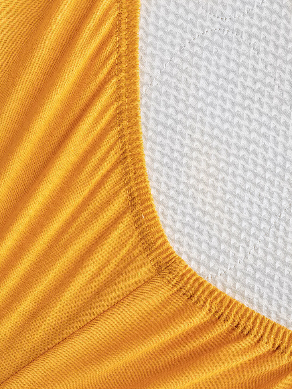 Sarı Düz Pamuklu Lastikli Çift Kişilik Çarşaf 160x200x30 cm-2