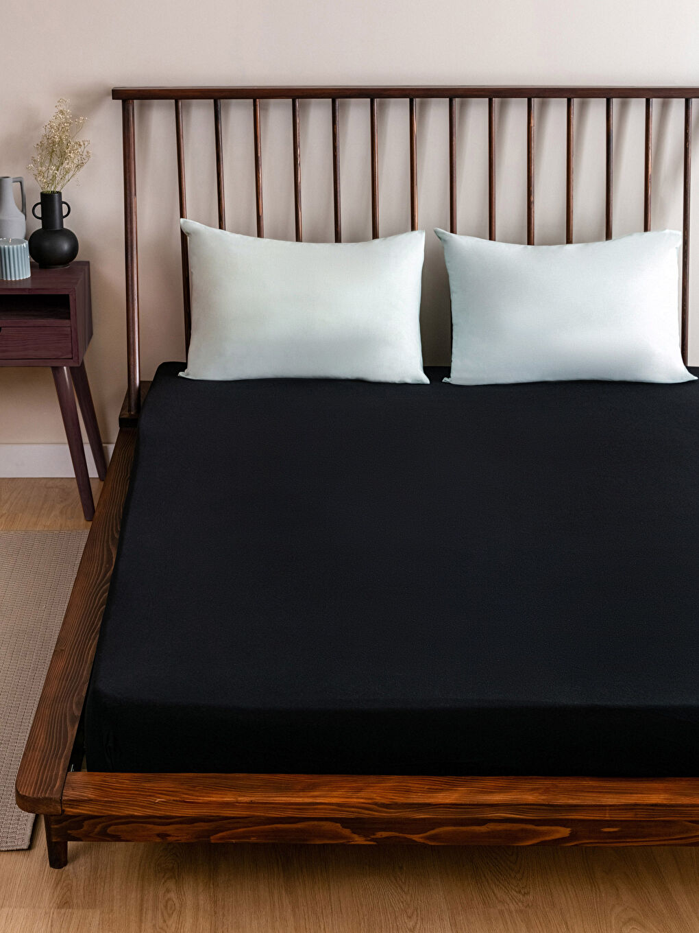 Plain Cotton Fitted Double Bed Sheet 160x200x30 cm