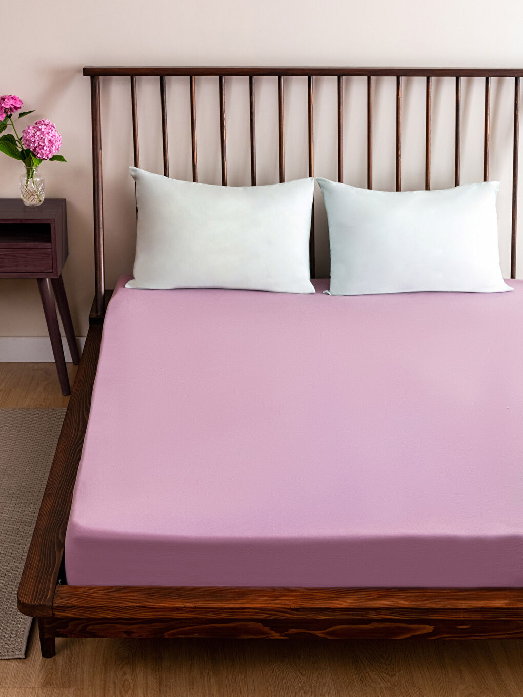 Plain Cotton Fitted Double Bed Sheet 160x200x30 cm