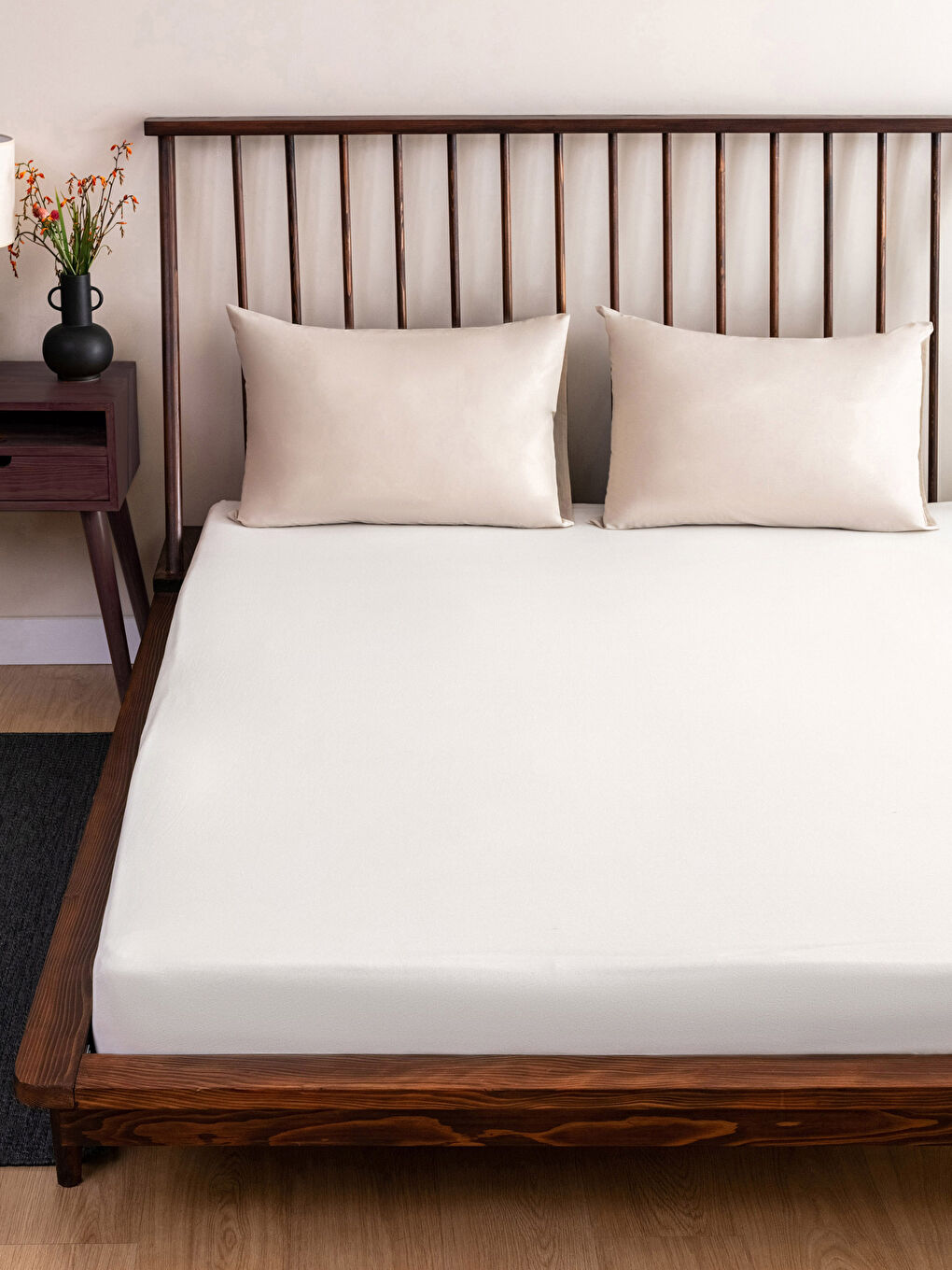 Drap Double Ajusté en Coton Uni 160x200x30 cm