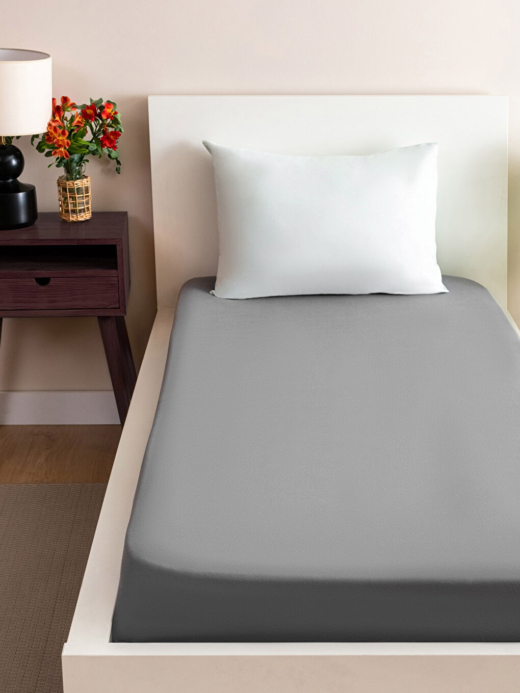 ملاية سرير قطن سادة مفرد استك 100x200x30 سم