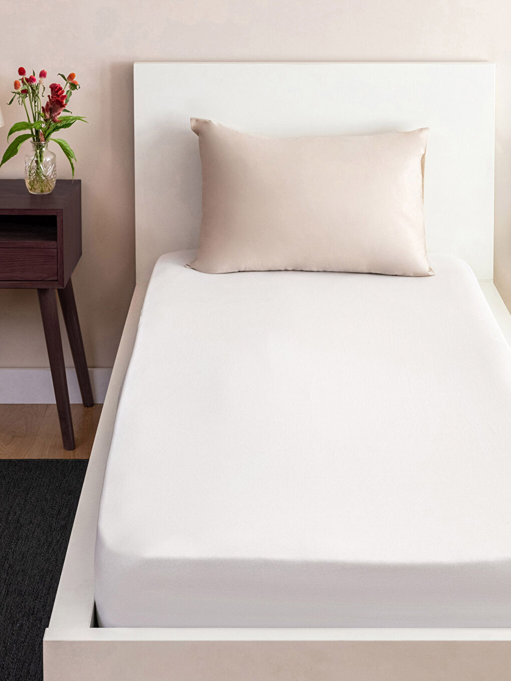 Однотонная Хлопковая Простыня на Резинке для Односпальной Кровати 100x200x30 См