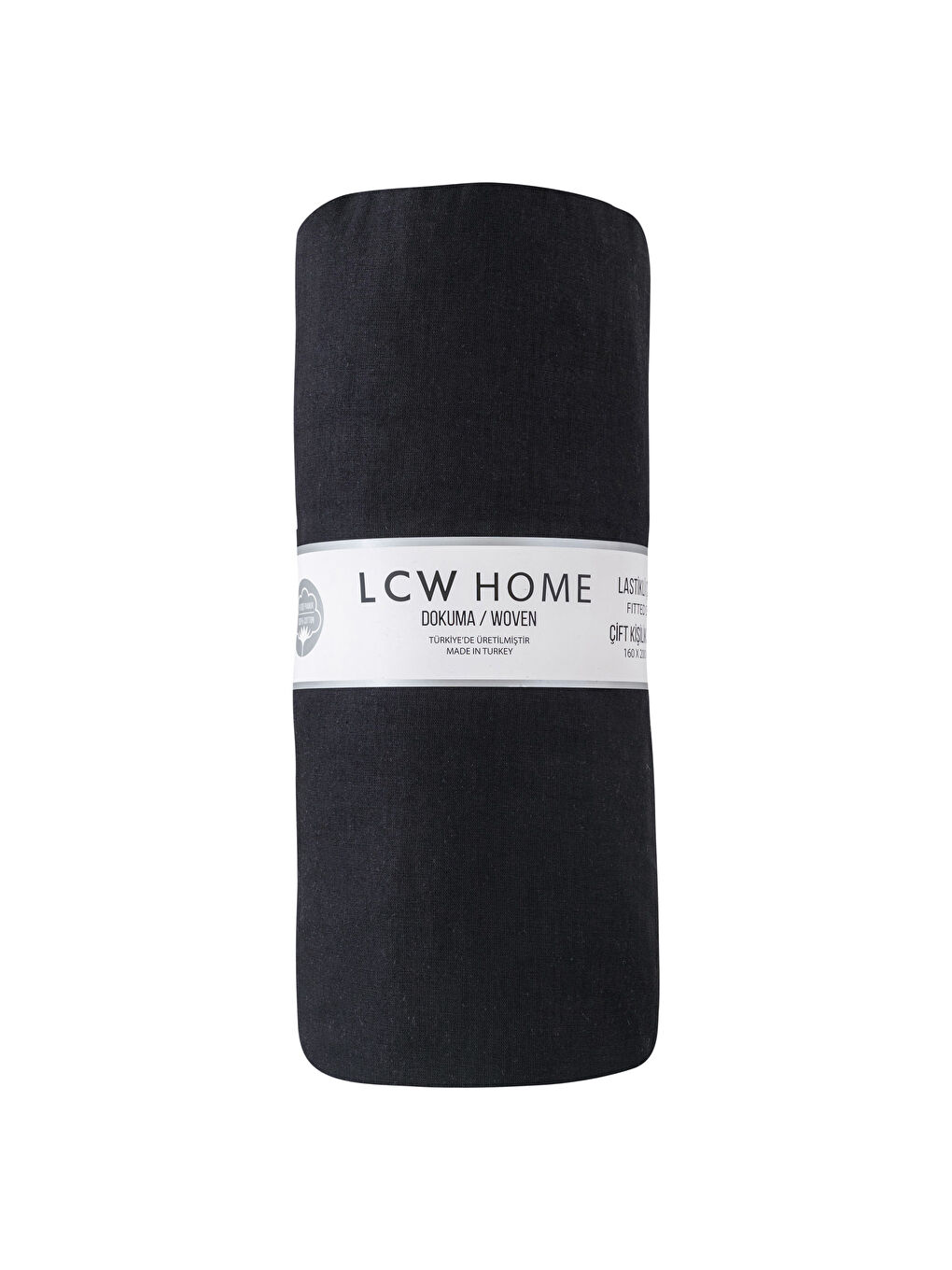 Siyah Düz Pamuklu Çift Kişilik Lastikli Çarşaf 160x200x30 cm-3