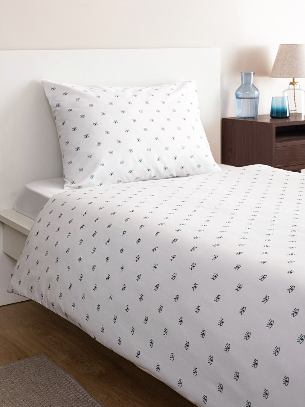 LCW HOME طقم غطاء لحاف فردي قطن بنقشة عين -W2GP63Z8-LQQ