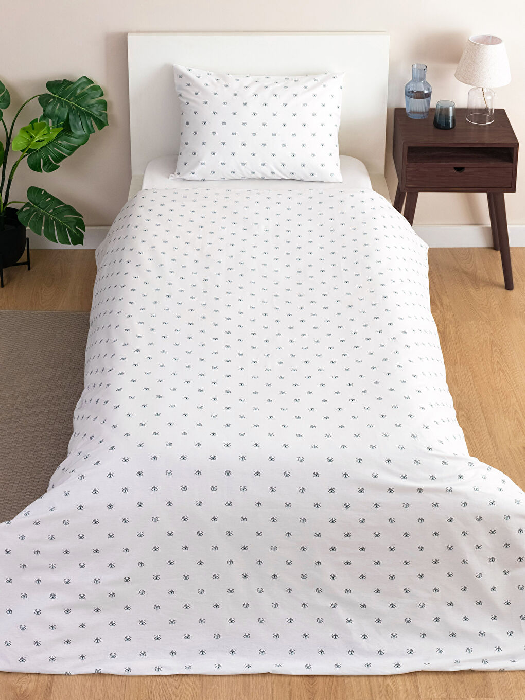 LCW HOME طقم غطاء لحاف فردي قطن بنقشة عين -W2GP63Z8-LQQ