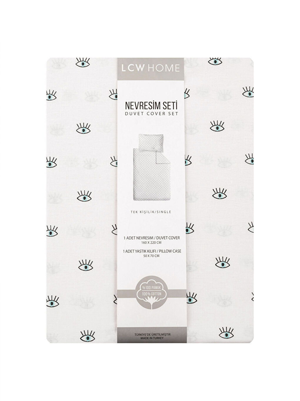 LCW HOME طقم غطاء لحاف فردي قطن بنقشة عين -W2GP63Z8-LQQ