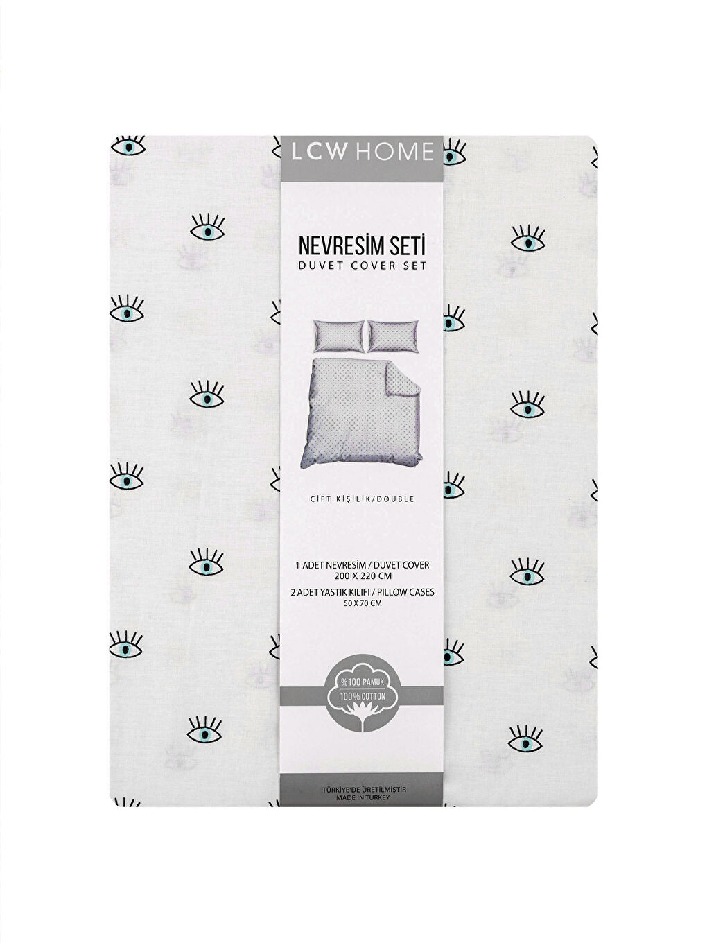 Mavi Göz Desenli Pamuklu Çift Kişilik Nevresim Seti-6