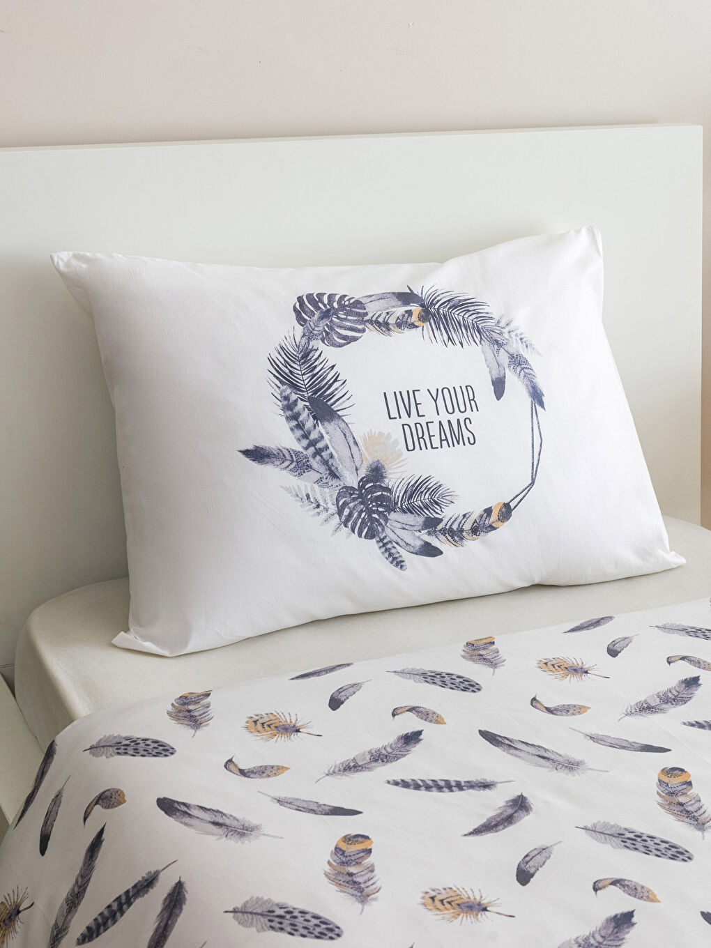 طقم غطاء لحاف فردي منقوش-2