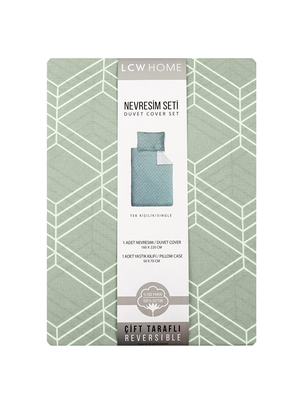 Yeşil Desenli Tek Kişilik Nevresim Seti-7