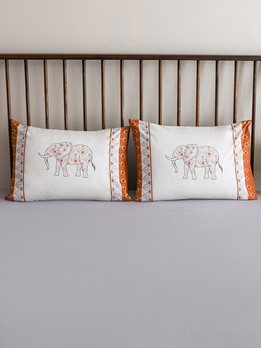 Elephant Patterned Cotton Pillowcase 2 Pack 50x70 Cm-1
