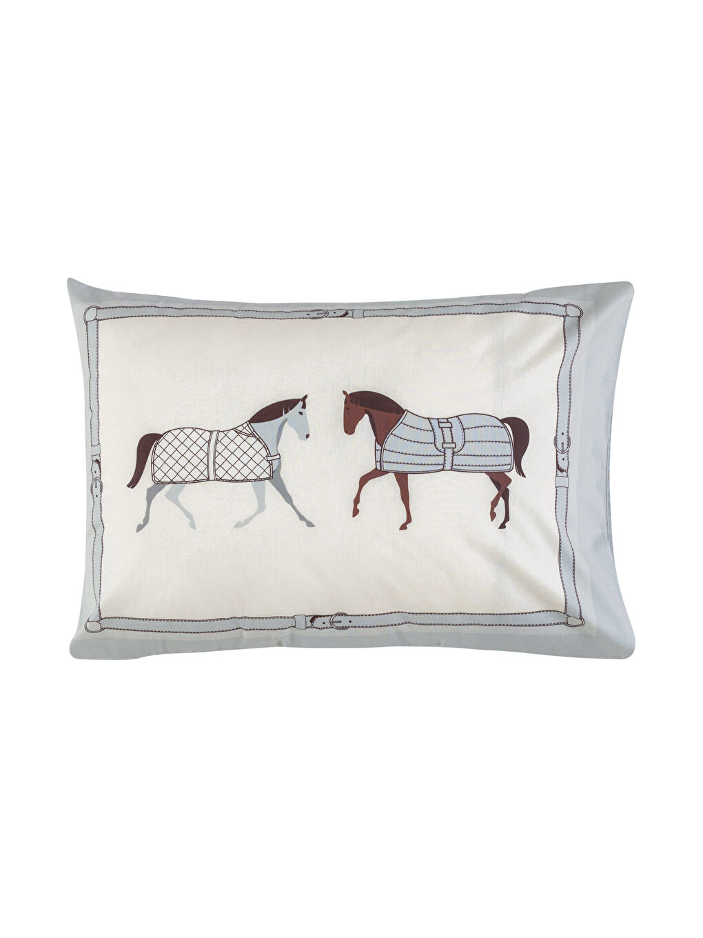 Karışık At Desenli Pamuklu Yastık Kılıfı 2'li 50x70 cm-4