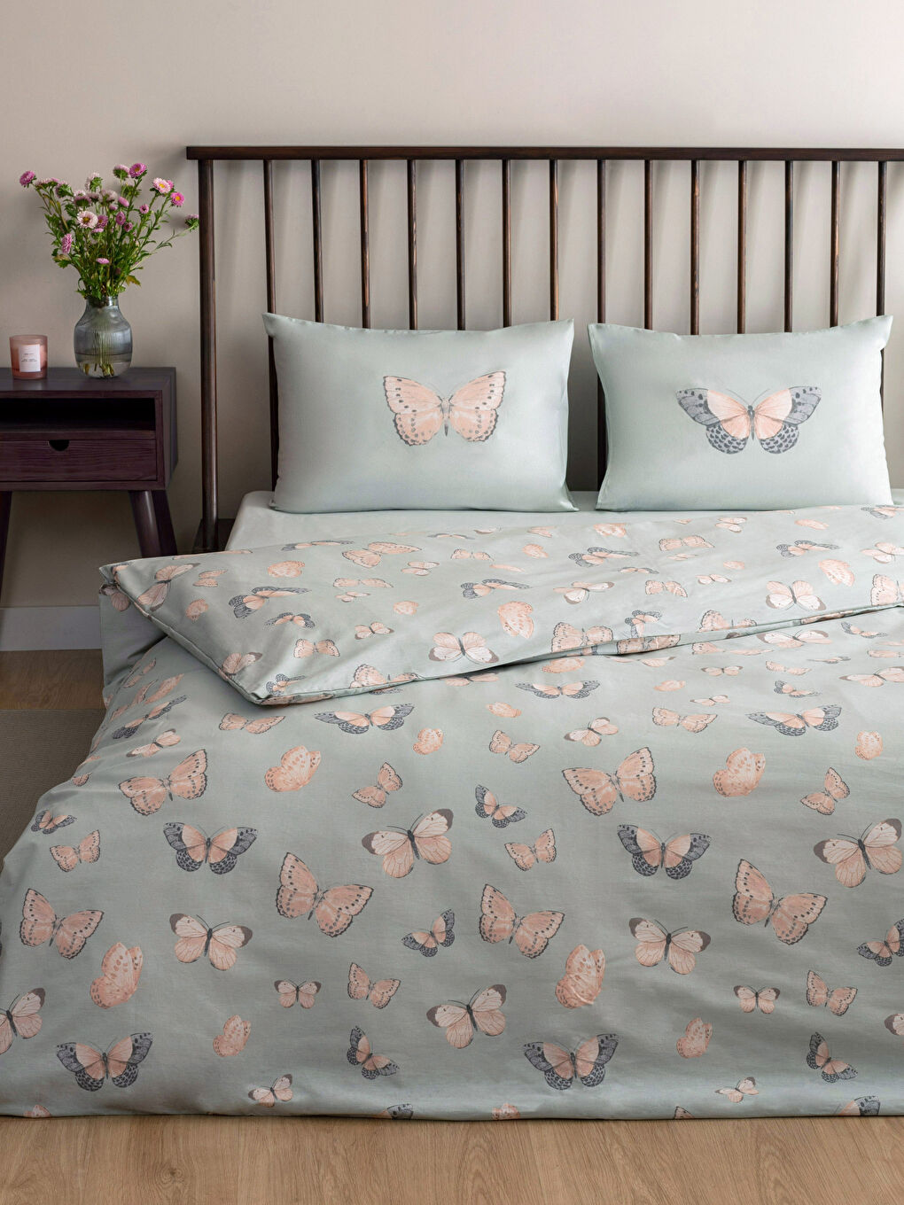 LCW HOME طقم غطاء لحاف مزدوج كامل قطن مطبوع -W2GP82Z8-F9C