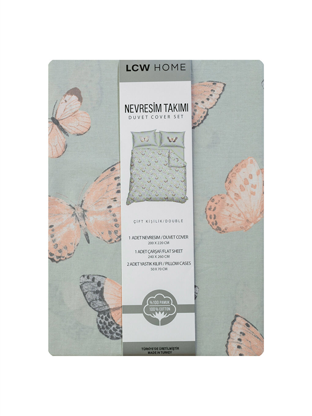 LCW HOME طقم غطاء لحاف مزدوج كامل قطن مطبوع -W2GP82Z8-F9C