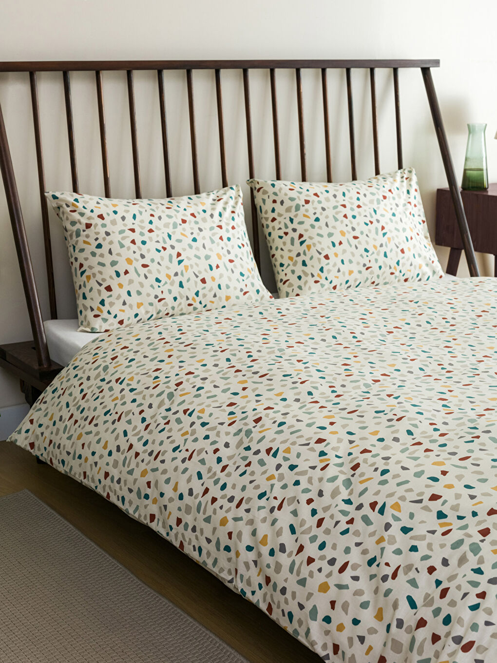 طقم غطاء لحاف مزدوج منقوش