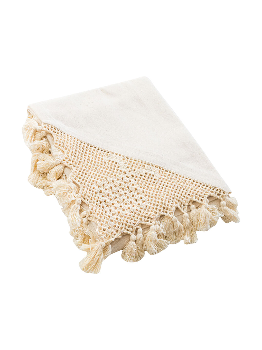 Tasseled Lace Detailed Table Cloth 150x200 Cm-4