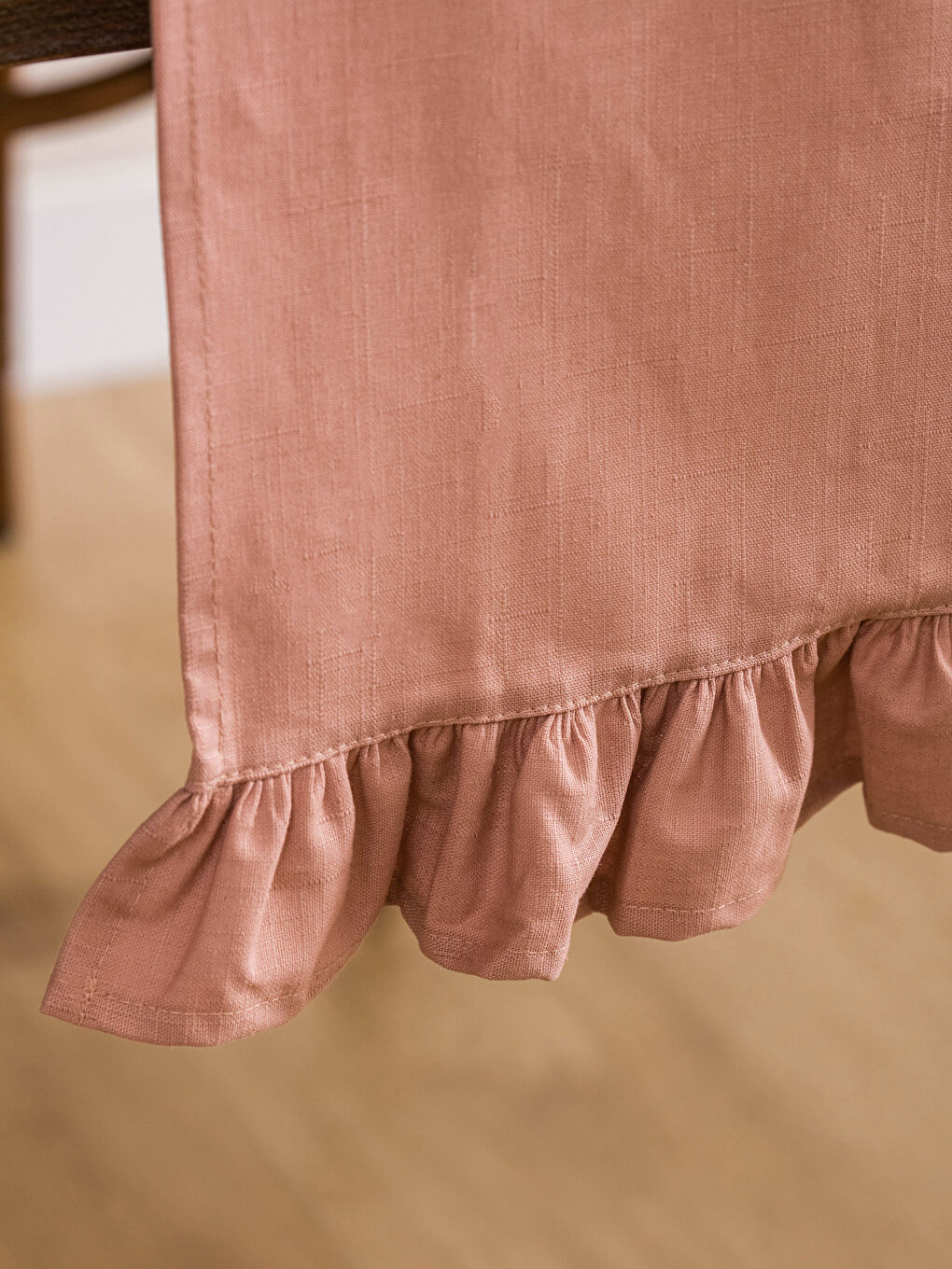 Pembe Fır Fır Detaylı Düz Runner 45x150 cm-2