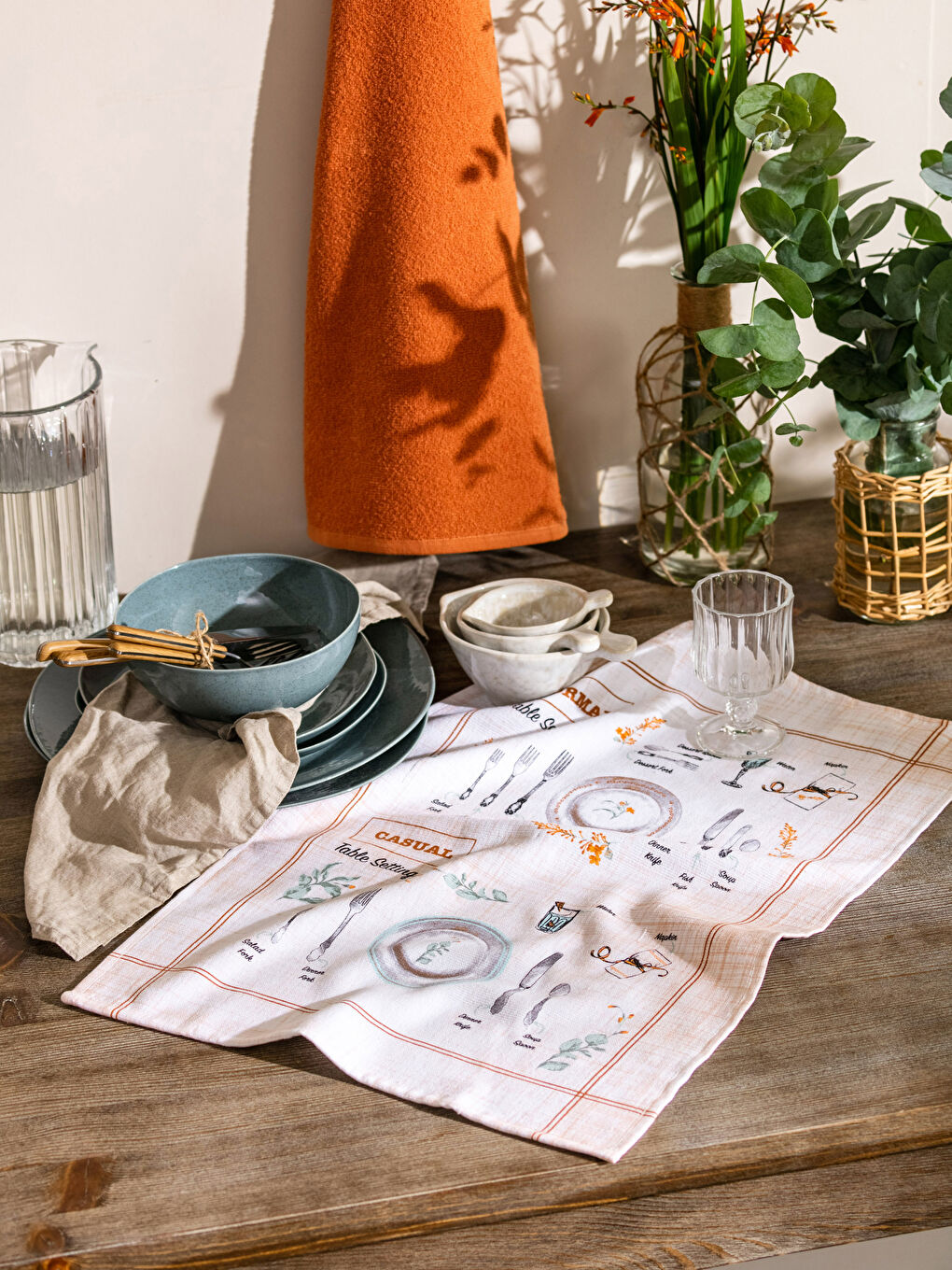 منشفة شاي مطبوعة ٢ قطعة ٤٠x٦٠ سم-1