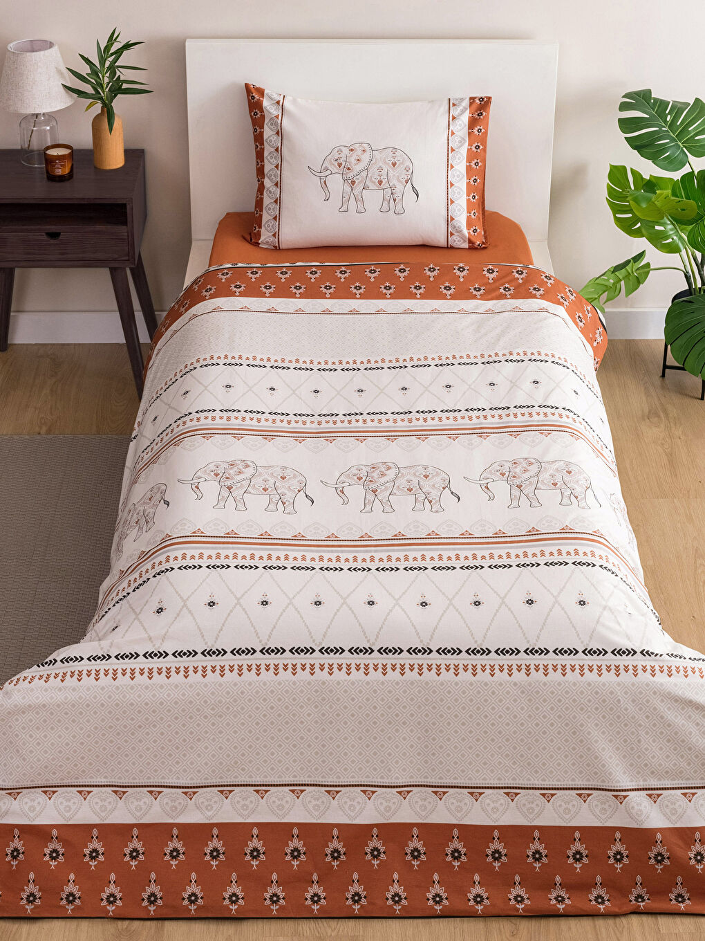 Gemustertes Baumwolle Einzelbett-Bettbezug-Komplettset-1